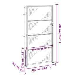 Portail de jardin 100x200 cm acier inoxydable