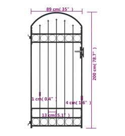 Portail de jardin avec dessus arqué Acier 89x200 cm Noir