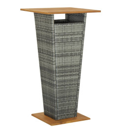 Table de bar Gris 60x60x110 cm Résine tressée et bois d'acacia