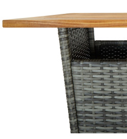 Table de bar Gris 60x60x110 cm Résine tressée et bois d'acacia