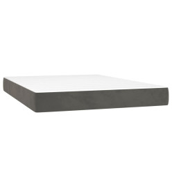 Sommier tapissier matelas et LED Gris foncé 140x190 cm Velours