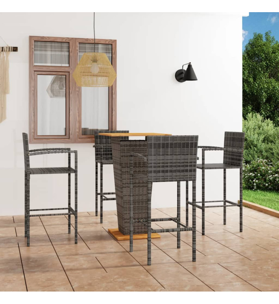 Ensemble de bar de jardin 5 pcs Gris Ensemble de bar de jardin 5 pcs Gris
