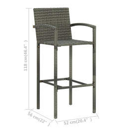 Ensemble de bar de jardin 5 pcs Gris