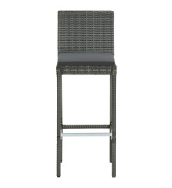 Ensemble de bar de jardin 5 pcs et coussins Résine tressée Gris