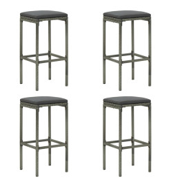 Ensemble de bar de jardin 5 pcs et coussins Résine tressée Gris