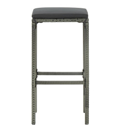 Ensemble de bar de jardin 5 pcs et coussins Résine tressée Gris