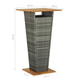 Ensemble de bar de jardin 5 pcs et coussins Résine tressée Gris