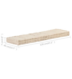 Coussins de plancher de palette 2 pcs Coton Beige