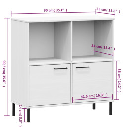 Bibliothèque avec pieds en métal Blanc 90x35x90,5 cm Bois OSLO