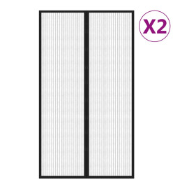 Rideaux de porte anti-insectes 2 pcs avec aimants noir 200x80cm