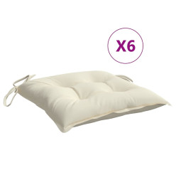 Coussins de chaise 6 pcs blanc crème 50x50x7 cm tissu oxford