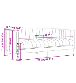 Ensemble de canapés 3 pcs gris foncé tissu