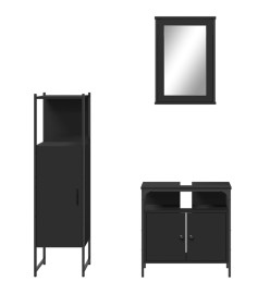 Ensemble de meubles salle de bain 3 pcs noir bois d'ingénierie