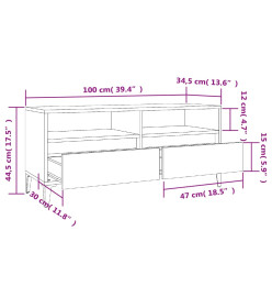 Meuble TV blanc 100x34,5x44,5 cm bois d'ingénierie