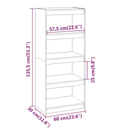 Bibliothèque/Séparateur de pièce 60x30x135,5 cm Bois de pin