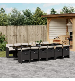 Ensemble à manger de jardin 13 pcs coussins noir résine tressée