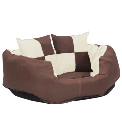 Coussin réversible lavable de chien Marron et crème 65x50x20 cm