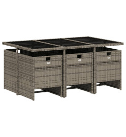 Ensemble à manger de jardin et coussins 7 pcs gris rotin