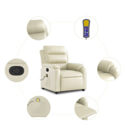 Fauteuil inclinable de massage Crème Similicuir