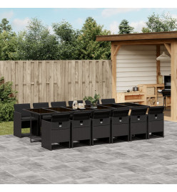 Ensemble à manger de jardin 13 pcs coussins noir résine tressée