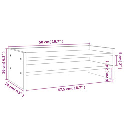 Support de moniteur Gris 50x24x16 cm Bois de pin solide