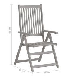 Chaises inclinables de jardin 2 pcs avec coussins Bois d'acacia