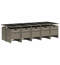 Ensemble à manger de jardin 11pcs avec coussins gris poly rotin