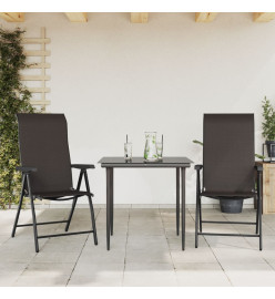 Chaises pliables de jardin 2 pcs couleur café noir poly rotin