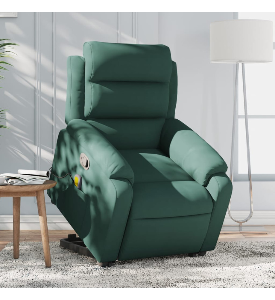 Fauteuil de massage inclinable Vert foncé Velours Fauteuil de massage inclinable Vert foncé Velours