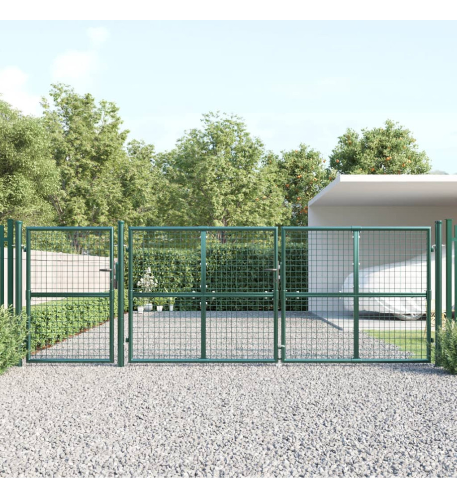 Portal de jardin maille vert 400x175 cm acier galvanisé