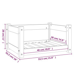 Lit pour chien Gris 55,5x45,5x28 cm Bois massif de pin