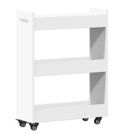 Armoire avec roues blanc 60x22x79 cm bois d'ingénierie