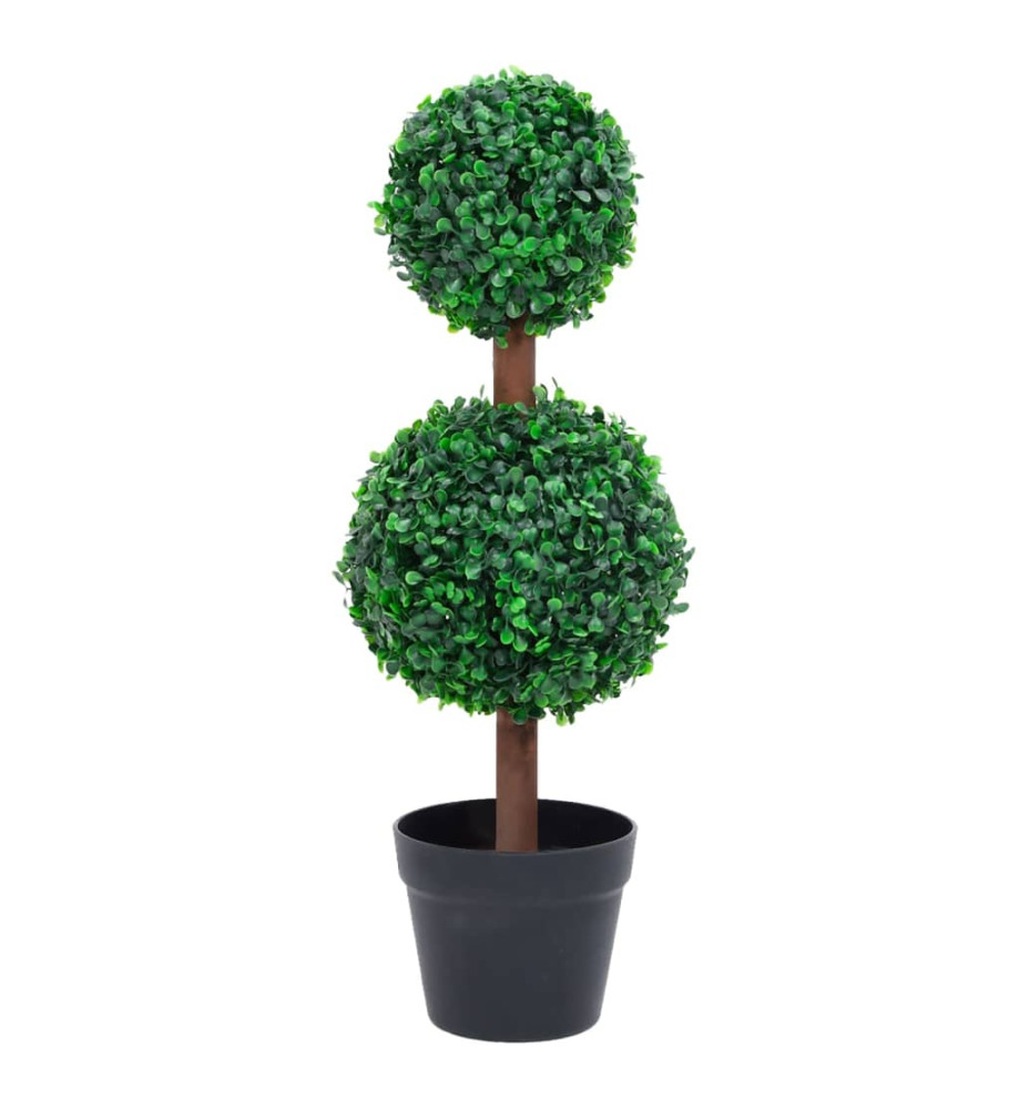 Plante de buis artificiel avec pot Forme de boule Vert 60 cm