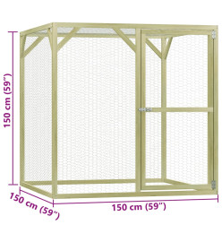 Poulailler 1,5x1,5x1,5 m bois de pin imprégné et acier