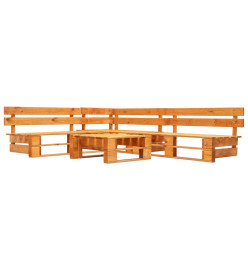 Salon de jardin palette 4 pcs avec coussins rouge bois