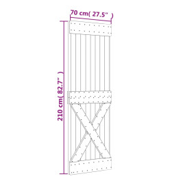 Porte coulissante et kit de quincaillerie 70x210 cm pin massif