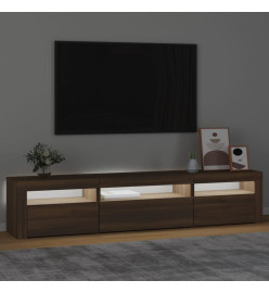 Meuble TV avec lumières LED Chêne marron 195x35x40 cm