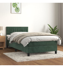 Sommier à lattes de lit et matelas Vert foncé 80x200 cm Velours