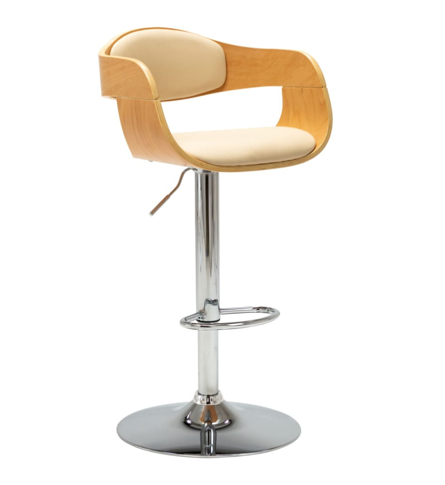 Tabouret de bar Crème Bois courbé et similicuir