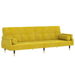 Canapé-lit avec coussins jaune velours