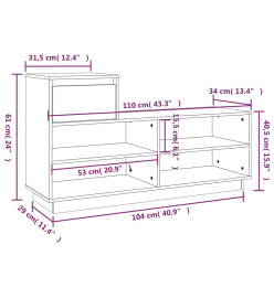 Armoire à chaussures Gris 110x34x61 cm Bois de pin massif