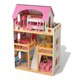 Maison de poupées à trois étages Bois 60 x 30 x 90 cm