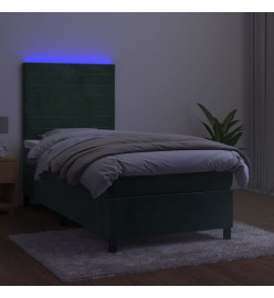 Sommier à lattes de lit matelas LED Vert foncé 80x200cm Velours