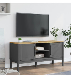 Meuble TV FLORO gris 114x43x55 cm bois massif de pin