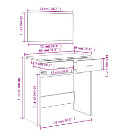 Coiffeuse avec miroir chêne sonoma 80x39x80 cm