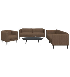 Ensemble de canapés 3 pcs marron tissu