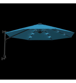 Parasol mural avec LED bleu mer 290 cm