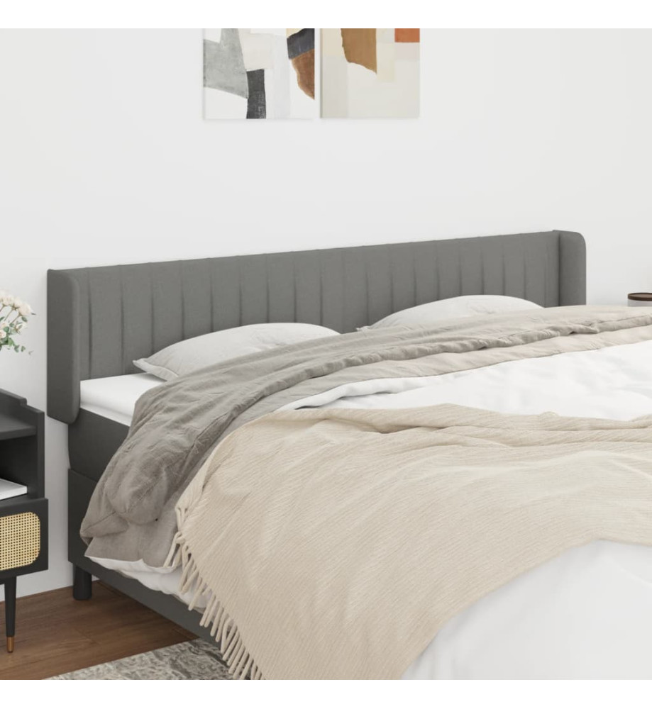 Tête de lit avec oreilles Gris foncé 183x16x78/88 cm Tissu Tête de lit avec oreilles Gris foncé 183x16x78/88 cm Tissu
