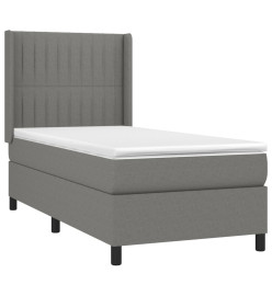 Lit à sommier tapissier et matelas Gris foncé 90x190 cm Tissu