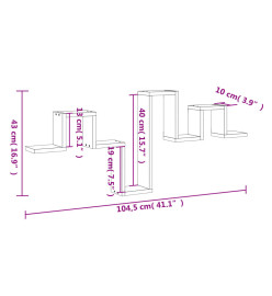 Étagère murale chêne fumé 104,5x10x43 cm bois d'ingénierie